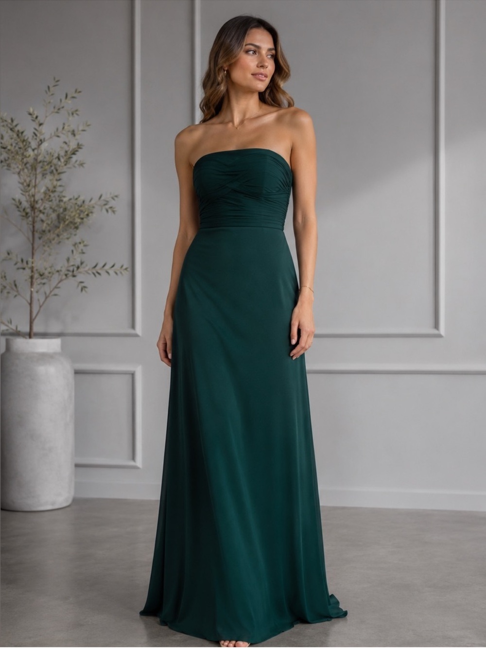 NWT Dress the Population Emerald Green Strapless Maxi Gown Size M